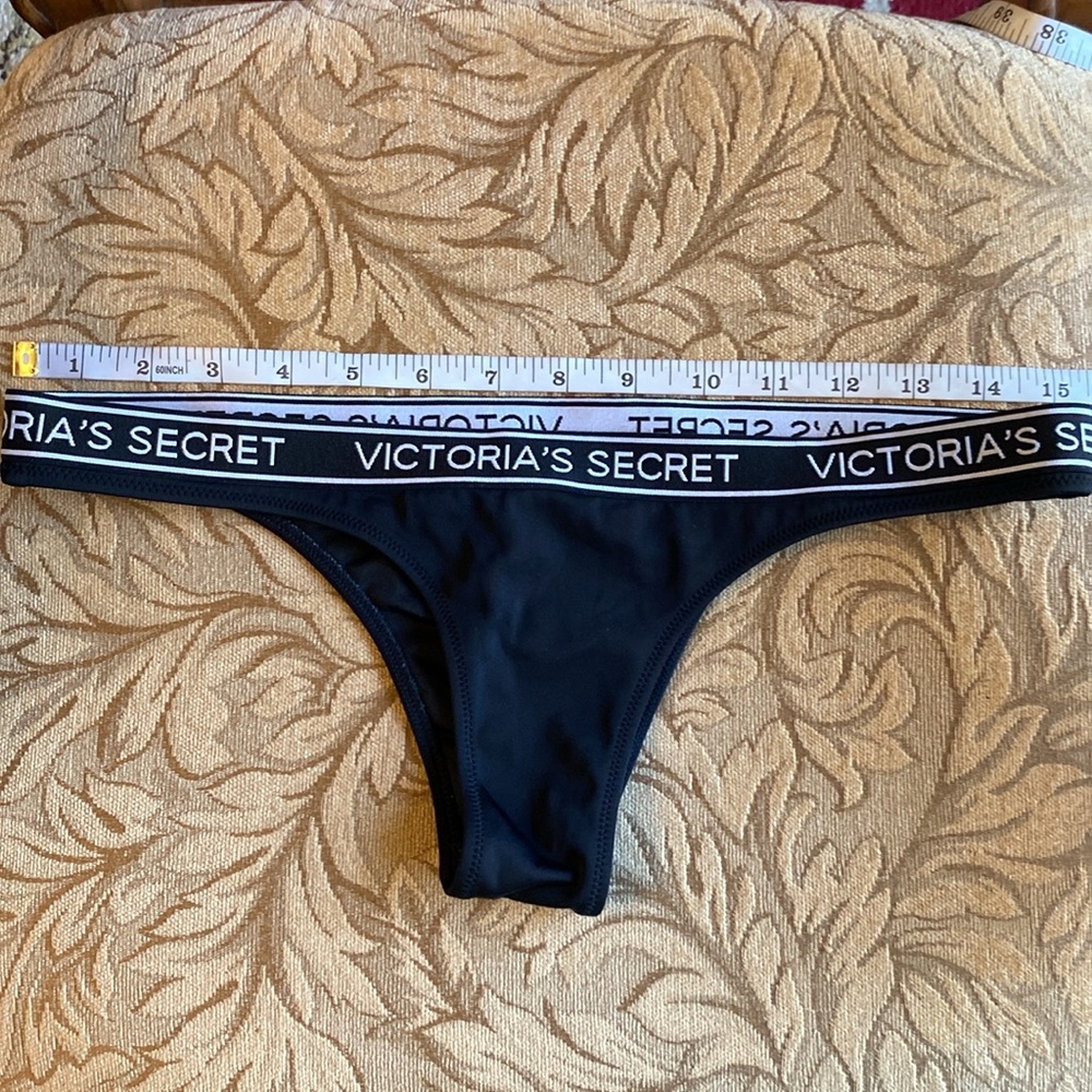 Victoria Secret logo itsy/le style mini bikini bottom black size S/P - Picture 4 of 6